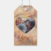 Romantic Watercolor Floral Pearls Feathers Wedding Cadeaulabel (Achterkant)