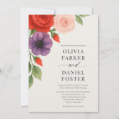 Romantic Watercolor Floral Wedding Kaart (Voorkant)