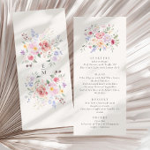 Romantic Watercolor Floral Wedding Menu Card Kaart