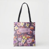 Romantic Watercolor Florals Custom Name & Quote Tote Bag (Voorkant)