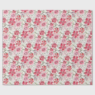 Romantic Watercolor Florals Red and Pink Florals Cadeaupapier