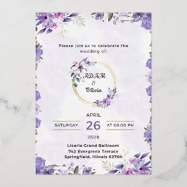 Romantic Watercolor Flower Wedding Invite Folie Uitnodiging