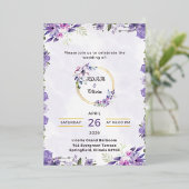 Romantic Watercolor Flower Wedding Invite Folie Uitnodiging (Staand Voorkant)
