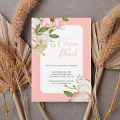 Romantic Watercolor Flowers Elegant Script Invite Kaart