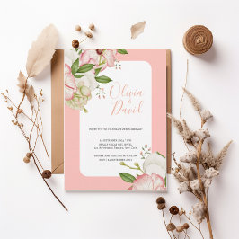 Romantic Watercolor Flowers Elegant Script Invite Kaart