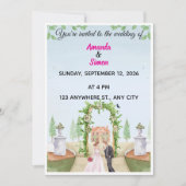 Romantic Watercolor Garden Wedding Invitation Kaart (Voorkant)