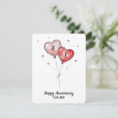 Romantic Watercolor Heart Custom Anniversary Feestdagenkaart (Staand voorkant)