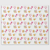 Romantic Watercolor Hearts illustrations Pattern Cadeaupapier (Vlak)