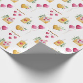 Romantic Watercolor Hearts illustrations Pattern Cadeaupapier (Hoek)