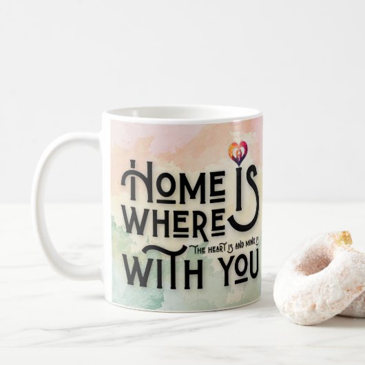 Romantic Watercolor Home Heart Quote Coffee Mug Koffiemok (Met donut)
