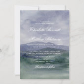Romantic Watercolor Mountain Wedding Invitation Kaart (Voorkant)