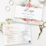 Romantic Watercolor Pink Roses & Calligraphy RSVP Briefkaart<br><div class="desc">Heerlijk clusters van elegante waterverf blush roze rozen en groen gebladerte op een subtiele pastel waterverf achtergrond en custom label met gouden randen. Beschikt over kalligrafie "RSVP"-tekstafbeelding in aangepast scriptlettertype (of verwijderen en aanpassen in de ontwerpeditor) met bewerkbare tekstvelden.</div>