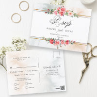 Romantic Watercolor Pink Roses & Calligraphy RSVP