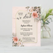 Romantic Watercolor Roses Rehearsal Dinner Kaart (Staand voorkant)