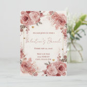 Romantic Watercolor Valentine’s Brunch Invitation Kaart (Staand voorkant)