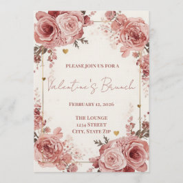 Romantic Watercolor Valentine’s Brunch Invitation Kaart