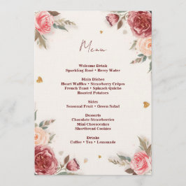 Romantic Watercolor Valentine’s Brunch Menu Kaart