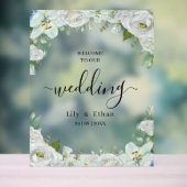 Romantic Watercolor Wedding Acryl Bord (Neutraal)