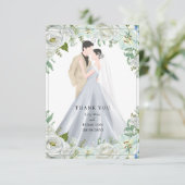 Romantic Watercolor Wedding Bedankkaart (Staand voorkant)
