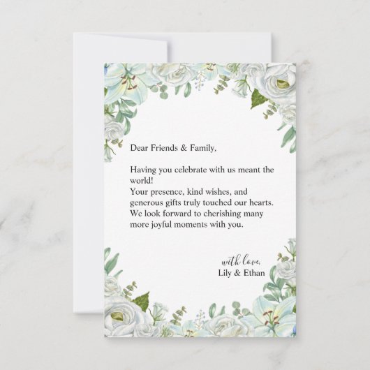 Romantic Watercolor Wedding Bedankkaart (Achterkant)