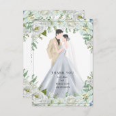 Romantic Watercolor Wedding Bedankkaart (Voorkant / Achterkant)