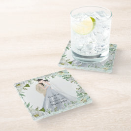 Romantic Watercolor Wedding Glazen Onderzetter