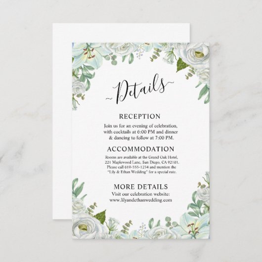 Romantic Watercolor Wedding Informatiekaartje (Voorkant / Achterkant)