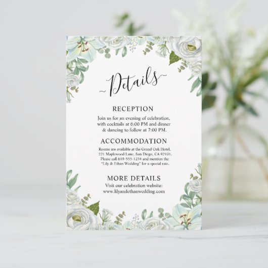 Romantic Watercolor Wedding Informatiekaartje (Staand voorkant)