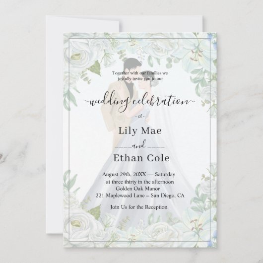 Romantic Watercolor Wedding Kaart (Voorkant)