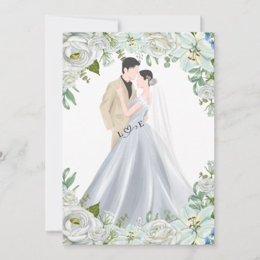 Romantic Watercolor Wedding Kaart (Achterkant)
