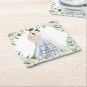 Romantic Watercolor Wedding Kartonnen Onderzetters (Schuin)