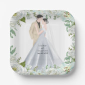 Romantic Watercolor Wedding Papieren Bordje (Voorkant)