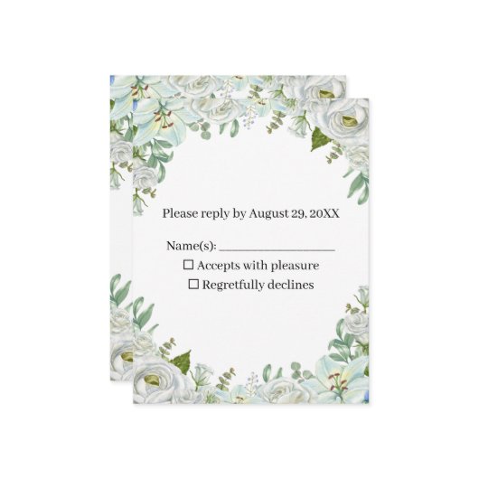 Romantic Watercolor Wedding RSVP Kaartje (Voorkant / Achterkant in situ)