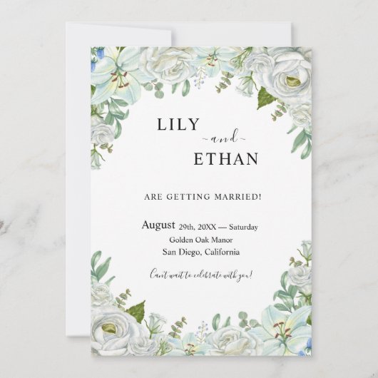 Romantic Watercolor Wedding Save The Date (Achterkant)