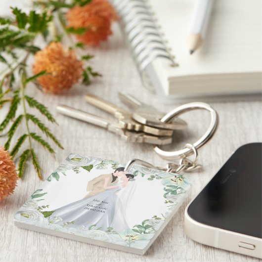 Romantic Watercolor Wedding Sleutelhanger (Voorkant Rechts)