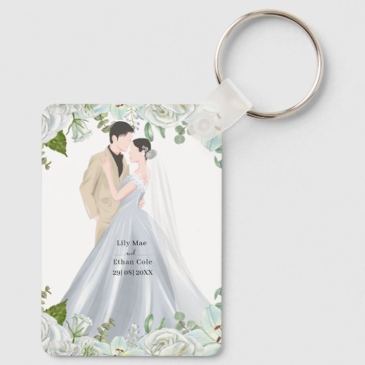Romantic Watercolor Wedding Sleutelhanger (Achterkant)
