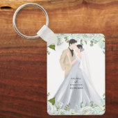 Romantic Watercolor Wedding Sleutelhanger (Voorkant)