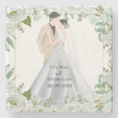 Romantic Watercolor Wedding Stenen Onderzetter (Voorkant)