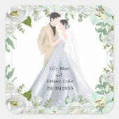 Romantic Watercolor Wedding Vierkante Sticker (Voorkant)