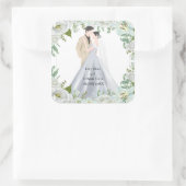 Romantic Watercolor Wedding Vierkante Sticker (Tas)
