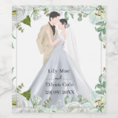 Romantic Watercolor Wedding Wijn Etiket (Enkel label)