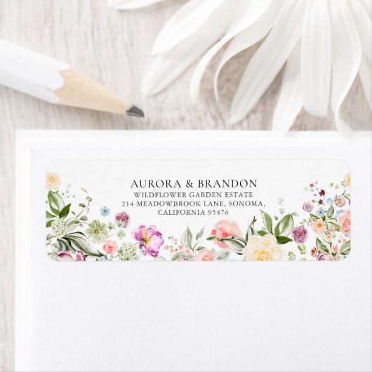 Romantic Watercolor Wildflower Wedding  Etiket (Insitu)