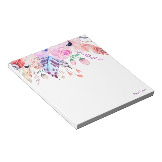 Romantic, Waterverf Bloem, bloem Notitieblok (Schuin)