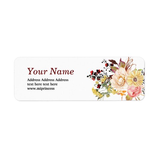 Romantic, Waterverf, Bloem, Robuuste florale Etiket (Voorkant)