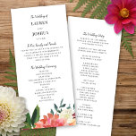 Romantic Waterverf Bouquet | Weddenschappen Programmakaart<br><div class="desc">Dit huwelijksprogramma is voorzien van een mooie waterverf dahlia bouquet in combinatie met geïnspireerde typografie. Samen met deze elementen creëer een bijtend maar elegant trouwprogramma dat perfect zou zijn voor een romantische bruiloft op elk moment van het jaar. Dit ontwerp coördineert met onze Romantische Waterverf Bouquet trouwsuite. Zie hieronder voor...</div>