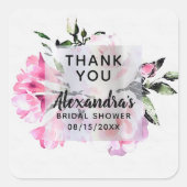 Romantic Waterverf Floral Bouquet bedankt Vierkante Sticker (Voorkant)