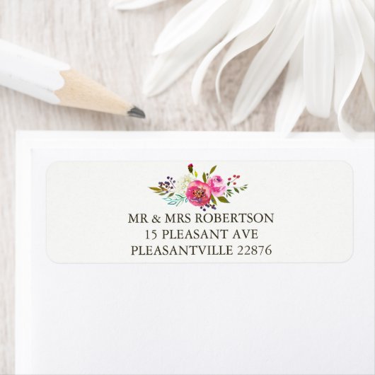 Romantic Waterverf Floral Return Address Labels (Insitu)