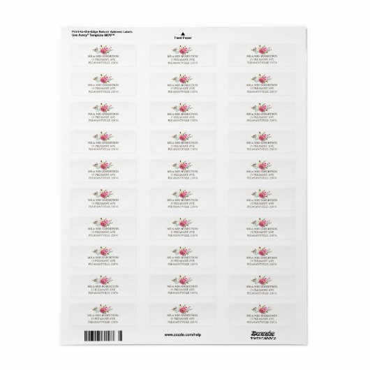 Romantic Waterverf Floral Return Address Labels (Full Sheet)