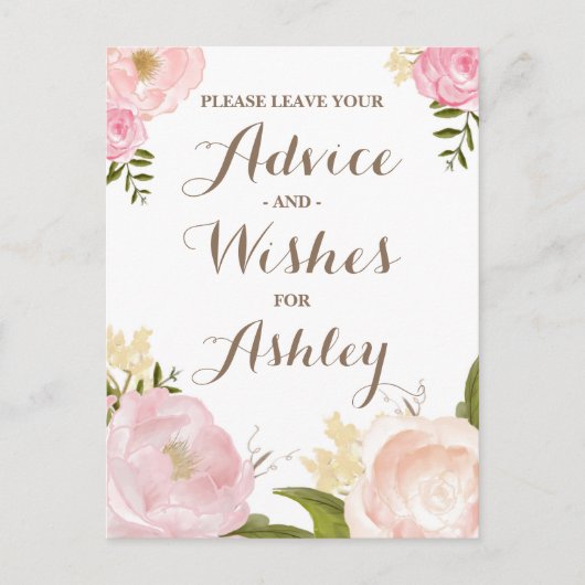 Romantic Waterverf Flowers Advie for the Bride Advieskaart (Voorkant)