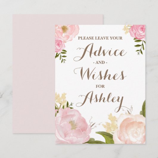Romantic Waterverf Flowers Advie for the Bride Advieskaart (Voorkant / Achterkant)